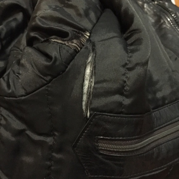 Vintage Leather Bomber Jacket Flaw Inside No Size - Picture 6 of 8
